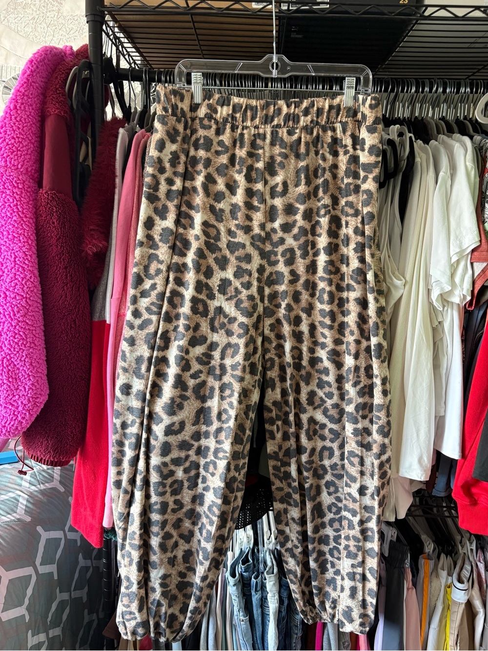Zenana Outfitters Leopard Print Joggers in Brown and Black